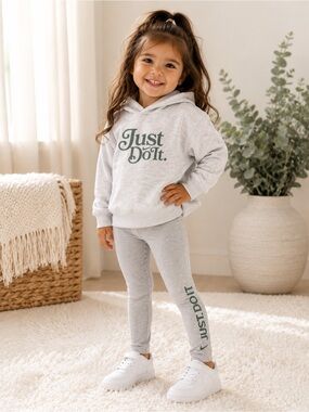 Nike Kids Light Grey 'Just Do It' Logo Leggings